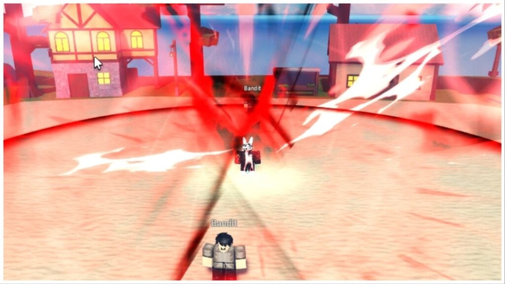 the image shows a player using a spec which shrouds them in a red electric that spits off in all directions on the playing field