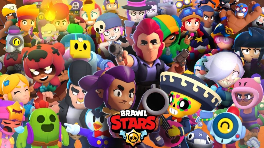 The feature image of Brawl star's %th anniversary news has the title surrounded by characters in the game.