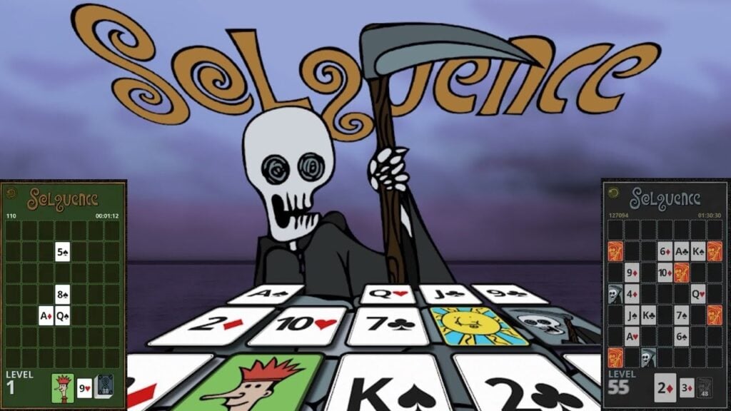 Featured Image for our news on Solquence. It features a skeleton sitting with an axe in his hand and in his front, on the table, there are a bunch of cards laid out.