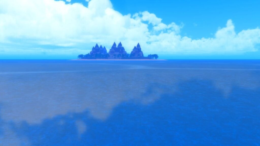 Feature image for our Adventure Piece codes guide. It shows an in-game view of an island at sea.