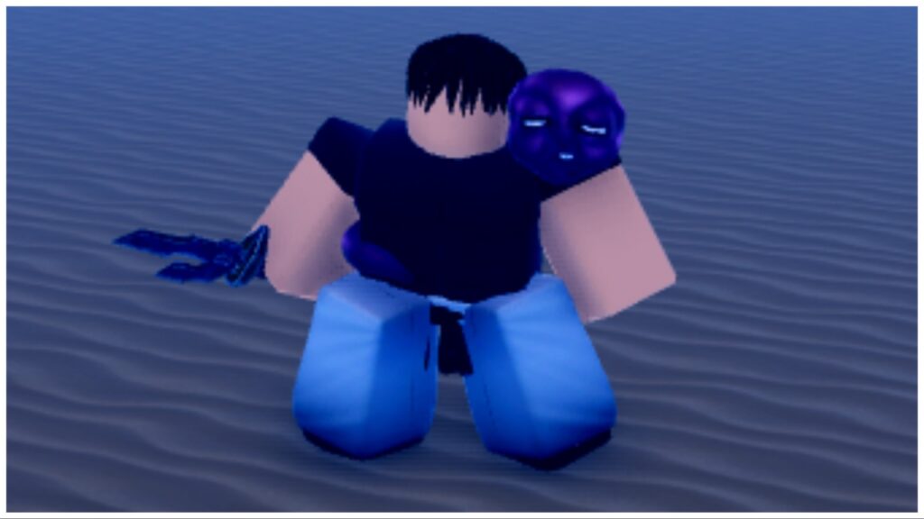 the image shows the toji boss from grand kaizen who is stood in a wide stance with his weapon in one hand. His cursed worm is wrapped around his body with its purple head rested on his shoulder