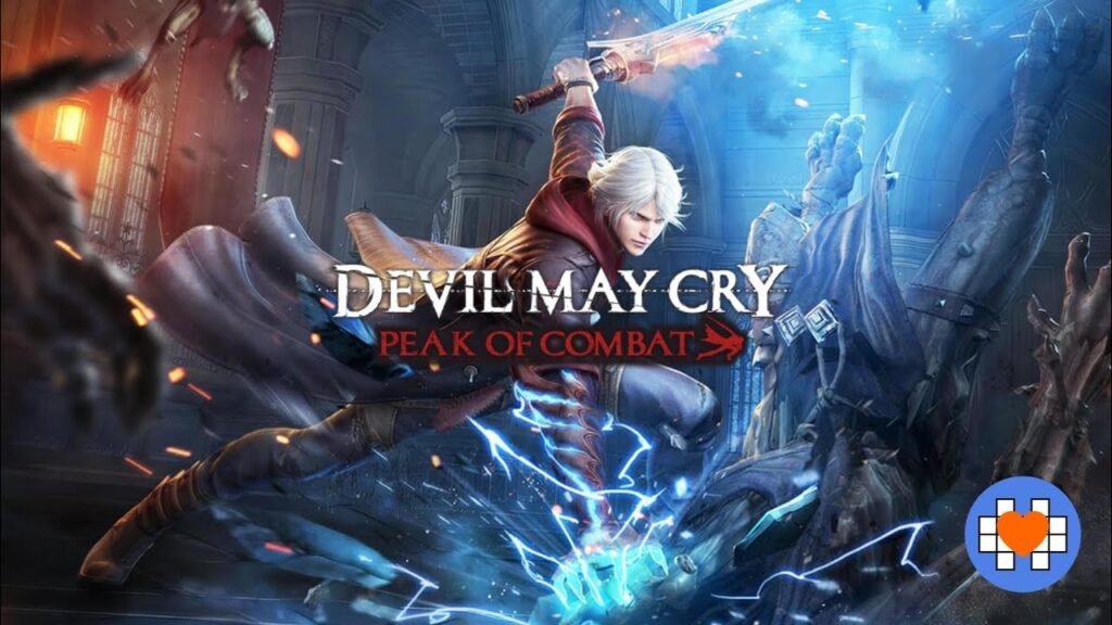 The feature image of the "devil may cry: peak of combat release" has a character stanced with blue and firey glow all around.