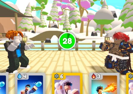 A screenshot of a match in progress in Roblox game Card Battles.