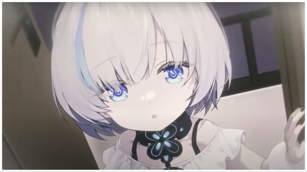 the image shows the new character who has a childlike appearance and white hair with a blue streak.