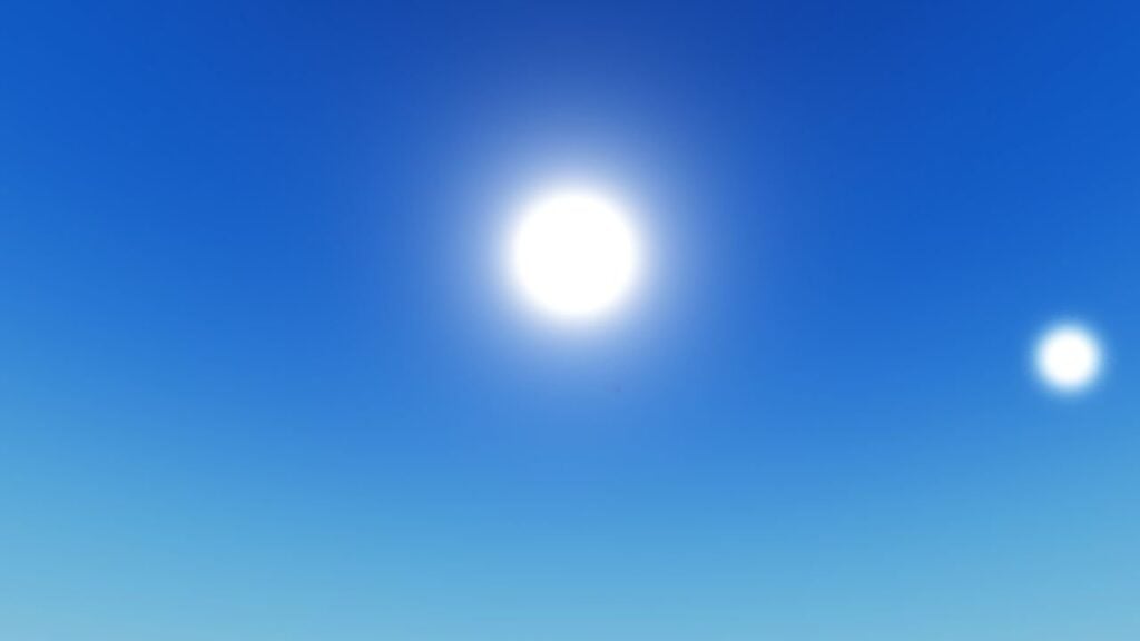 Feature image for our Sol's RNG Solar guide. It shows the sun in-game, creating the daytime biome.