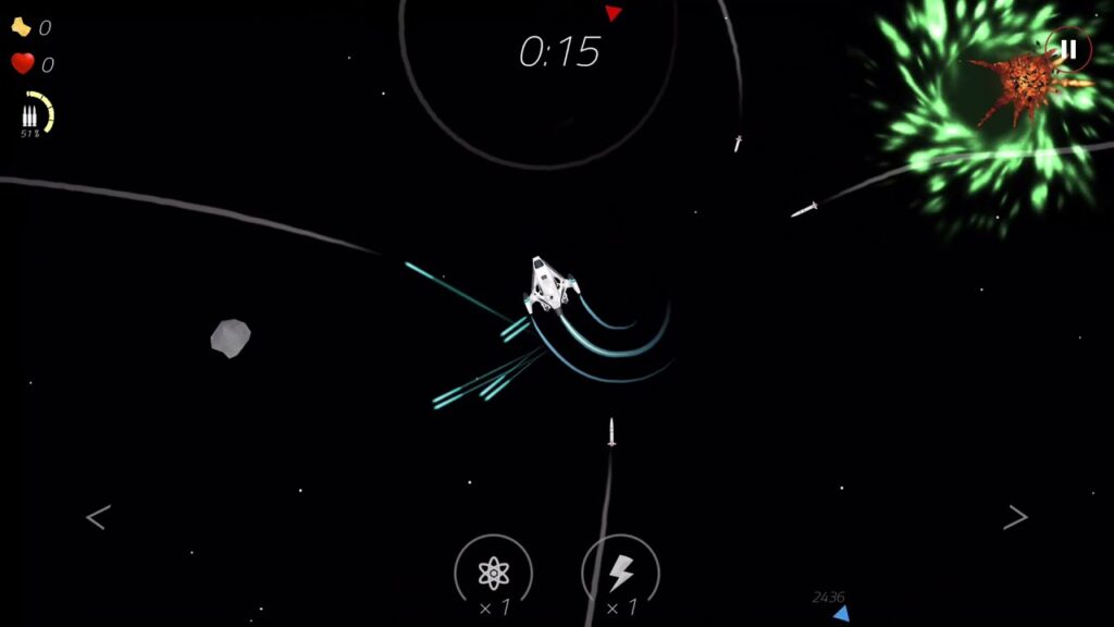 The feature image for news on 2 Minutes in Space Easter Update is a clip of the gameplay with a spaceship navigating through the space.
