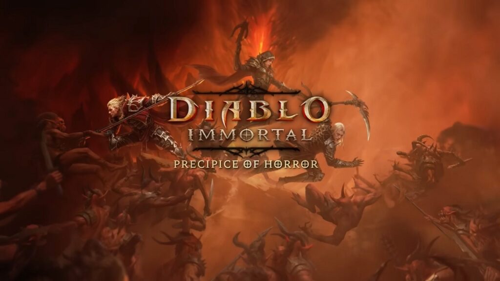 featured image for our new son Diablo Immortal 2024. It features the poster for Precipice of Horror update .