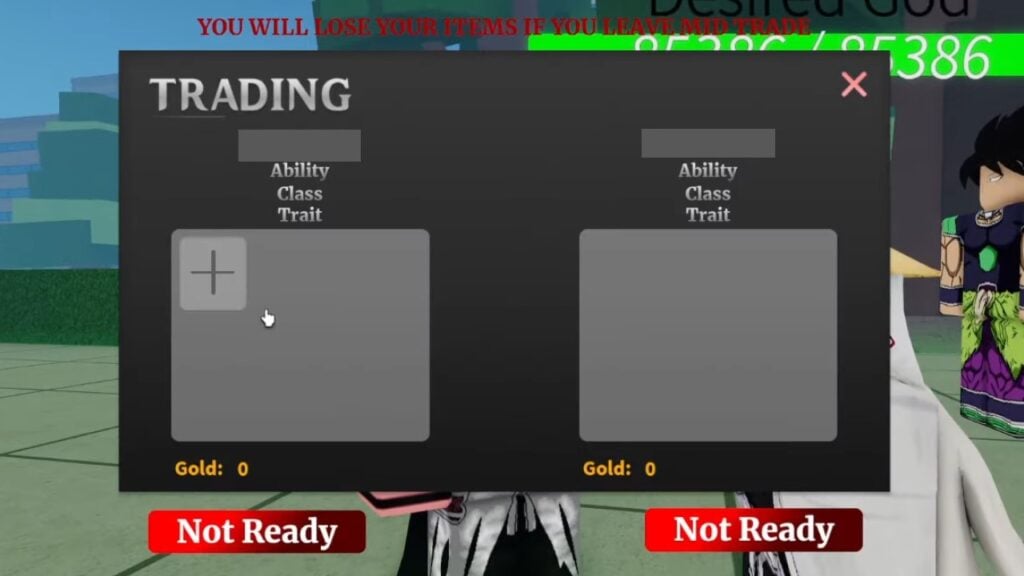 A screenshot of the trading interface from Roblox game Project XL.