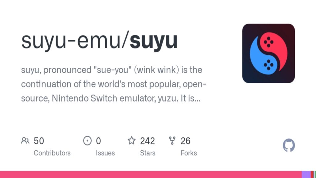 The feature image of the Suyu Emulator news is a snapshot of the emulator's Github page.