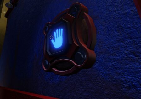Feature image for our Poppy Playtime Forever secret room guide. It shows a blue grab pack panel on a wall.
