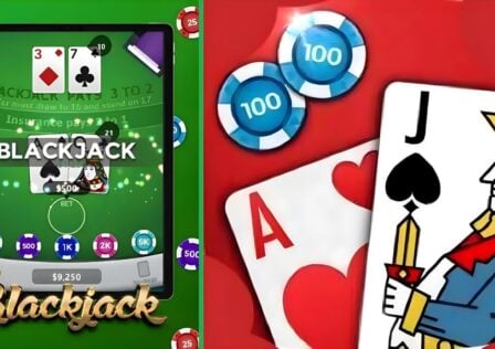 featured image for our news on Blackjack 21. It features a pair of cards Ace and Jack and two 100 coins.