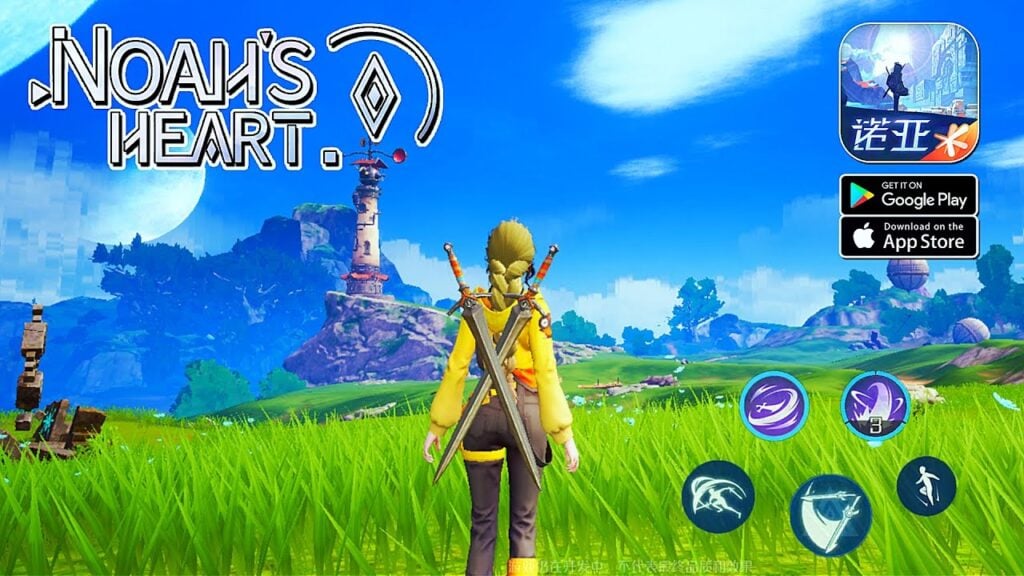The feature image for the news of Noah's heart declaring end of service is a chacater facing their back, standing on a field under a clear blue sky with the title of the game on the top left corner.