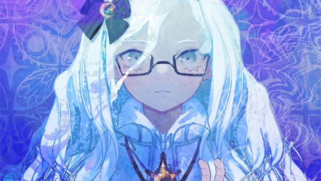 Feature image for our ASTRA: Knights Of Veda Xanthia guide. It shows promotional art of Xanthia, a white-haired young woman in glasses.