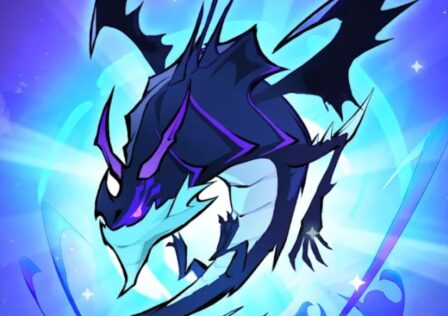 Feature image for our Dragon POW codes guide. It shows a blue and indigo dragon in-game.