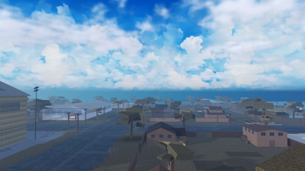 Feature image for our guide on how to meditate in Type Soul. It shows a view at the blue sky of Karakura Town.