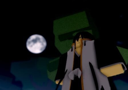 Feature image for our Project Mugetsu race tier list. It shows a soul reaper player character with a moon behind them.