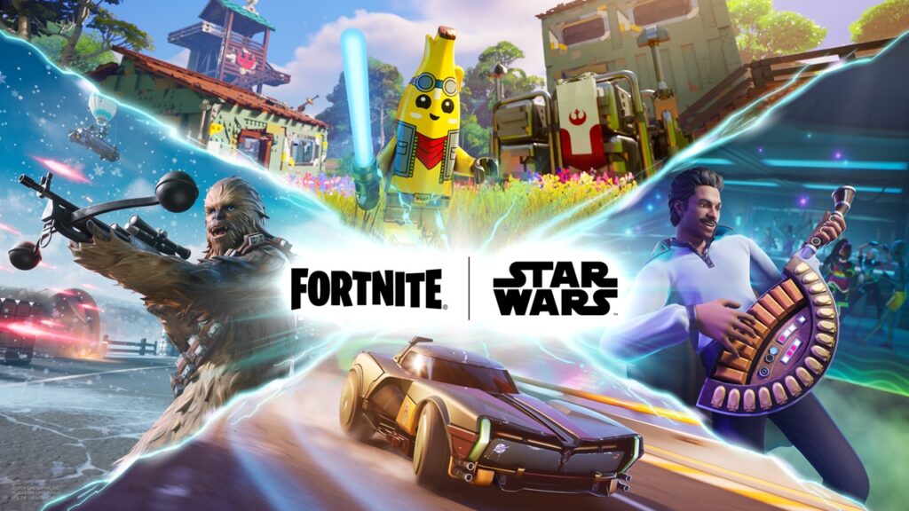 featured image for our news on Fortnite Star Wars Day 2024. It features different screenshots from all the game's modes.