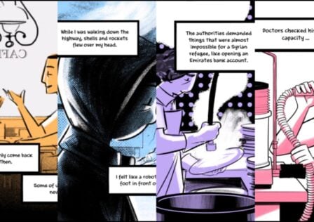 The feature image for the news on Songs of Travel has tyhe bstories of characters in the game in form of a comic strip.