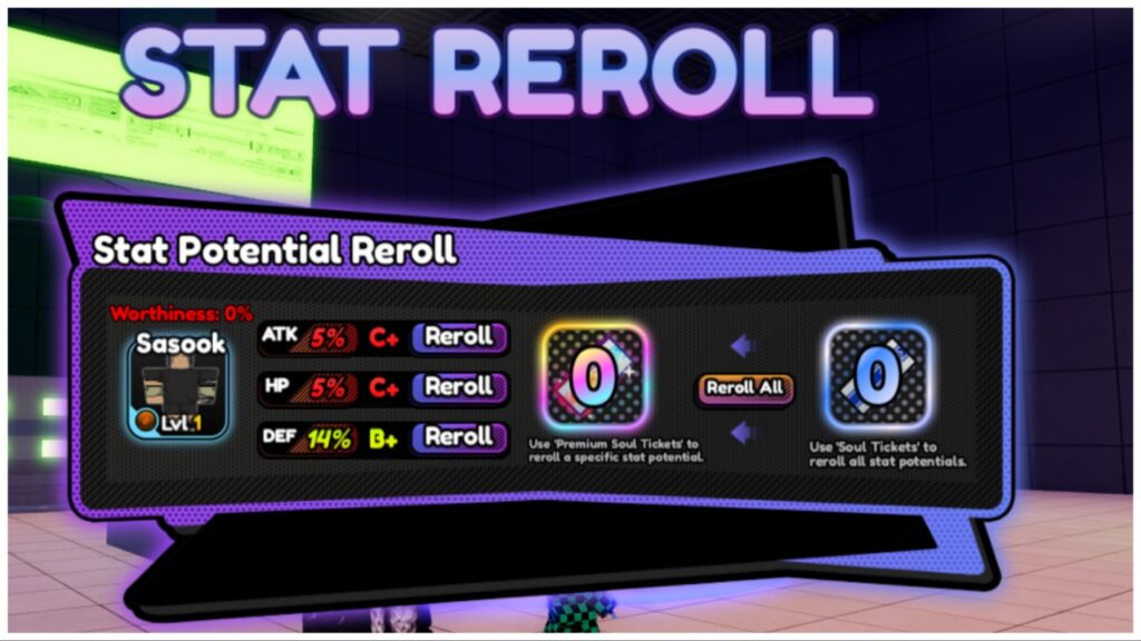 feature image for our anime impact soul ticket guide which shows the stat reroller with a unit input showing weak grades