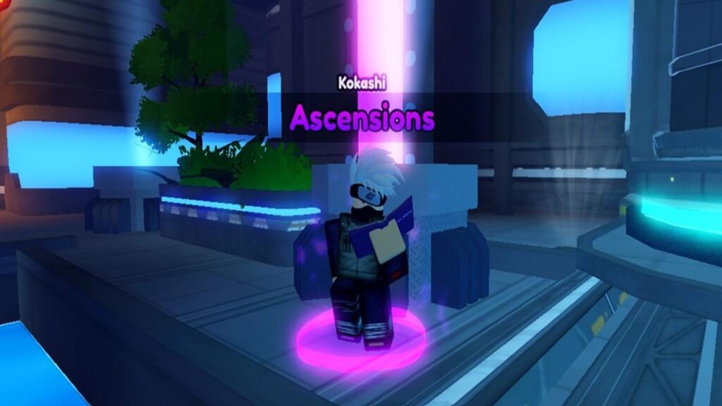 Feature image for our Anime Vanguards Ascension guide. Image shows an NPC called Kokashi.