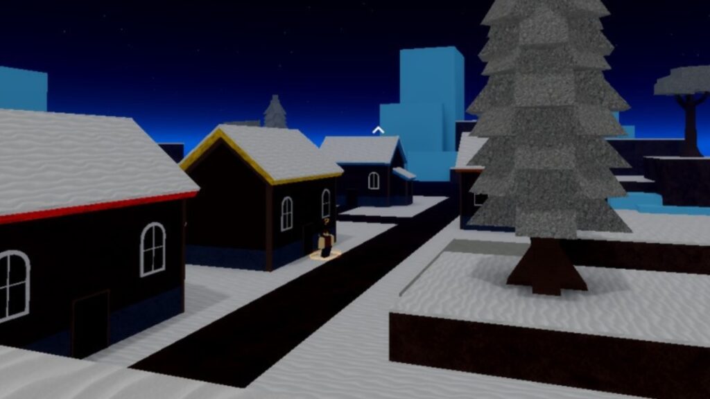 Feature image for our Verse Piece Fruits guide. Image shows a snowy town.