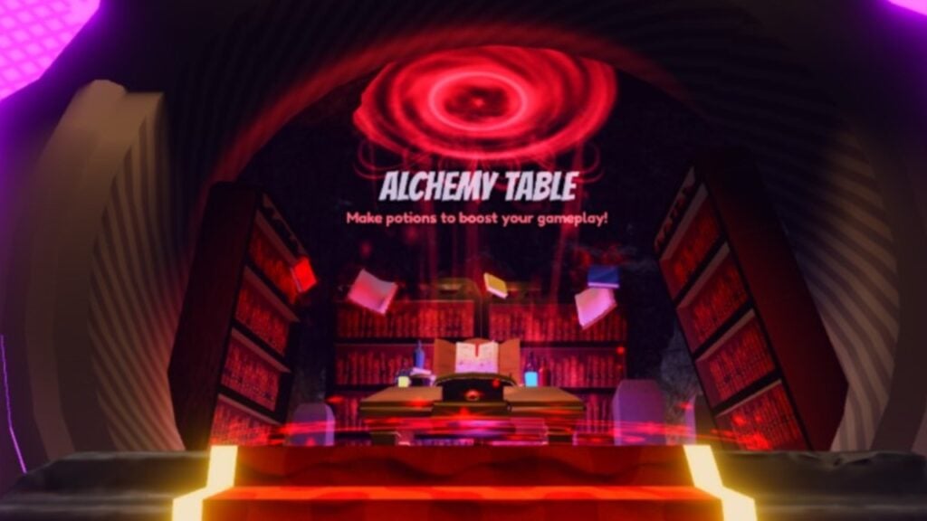 Feature image for our Anime Reborn Potions guide. Image shows an Alchemy Table.