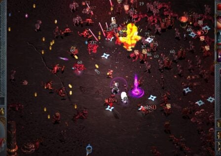 Feature image for our best new Android sales and deals. It shows a screenshot from Halls Of Torment, with a layer character taking on hordes of demonic red monsters.