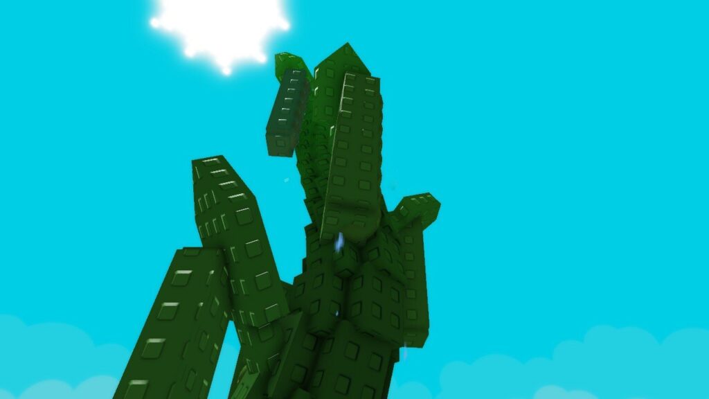 Feature image for our guide on the Grow A Garden Leafy crops. It shows the top of a beanstalk.