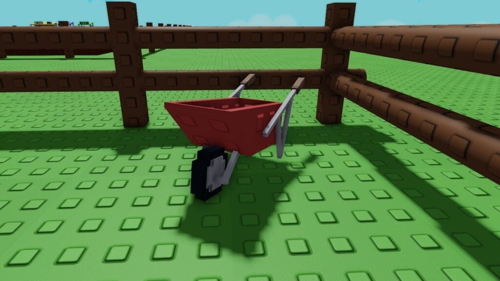 Feature image for our Grow A Garden cosmetics guide. It shows a wheelbarrow in a garden.