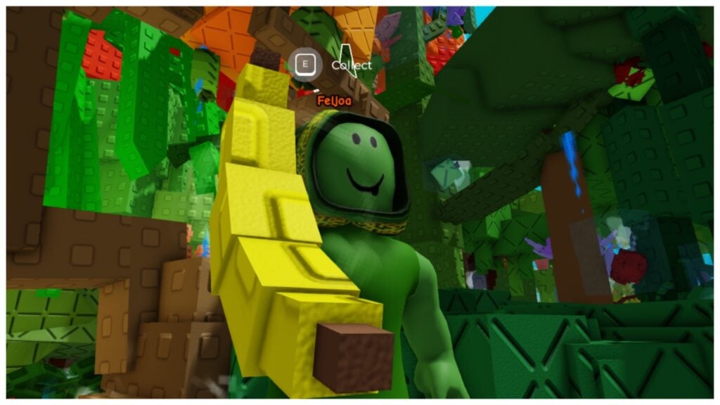 Feature image for our grow a garden sweet fruits guide showing a character dressed as the beanling with a banana in their hand