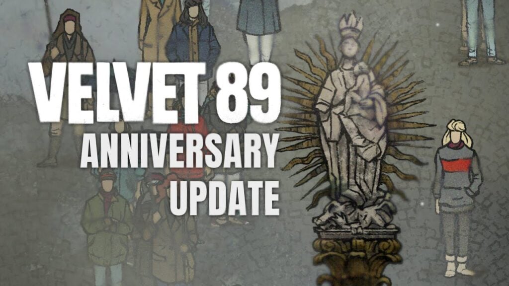 featured image for our news on Velvet 89 . It shows a few characters from the game in its 2D art and a grey-green background.