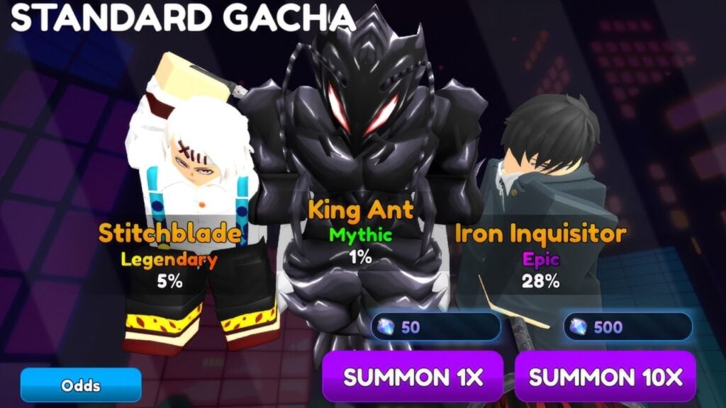 Feature image for our Anime Rangers X Halloween codes guide. It shows a banner in Anime Rangers X, with characters Stitchblade, King Ant, and Iron Inquisitor.