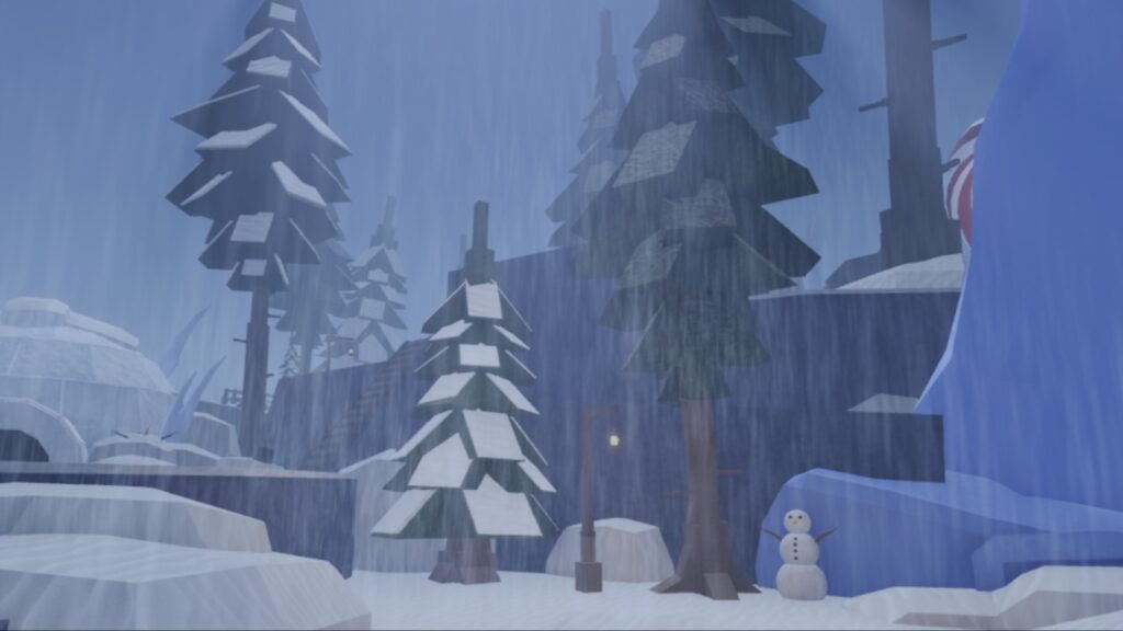 Feature image for our Fisch Fischmas Festive Relics guide showing a snowy town with trees and snowmen.