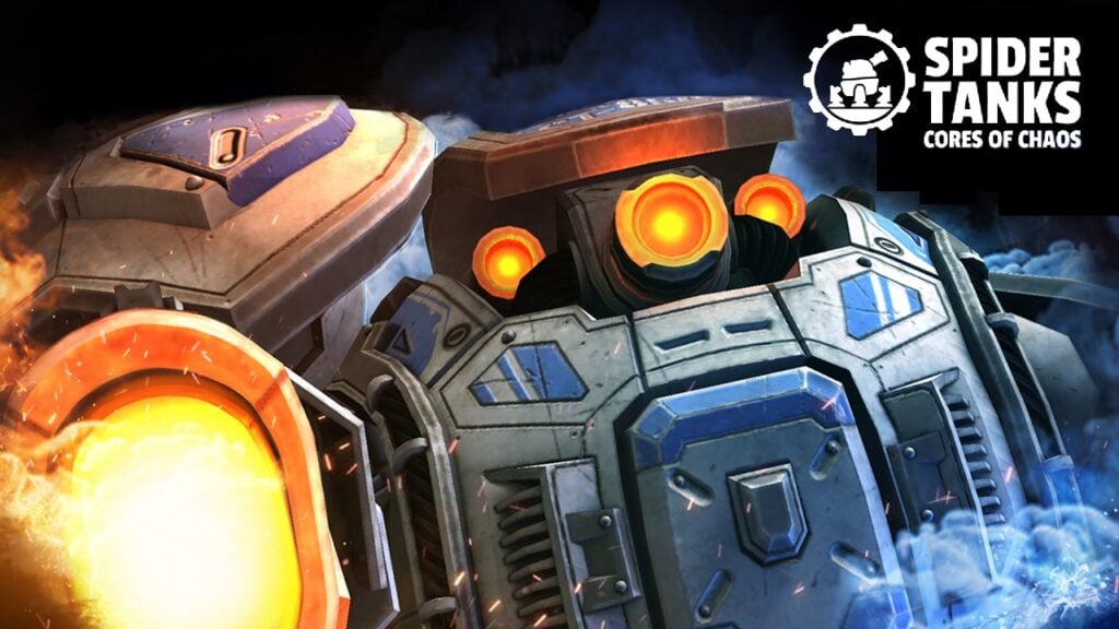 featured image for our news on Spider Tanks: Cores of Chaos. It shows a huge tank with eyes and a head.