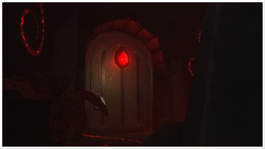 image shows the door which leads to the demonic pickaxe