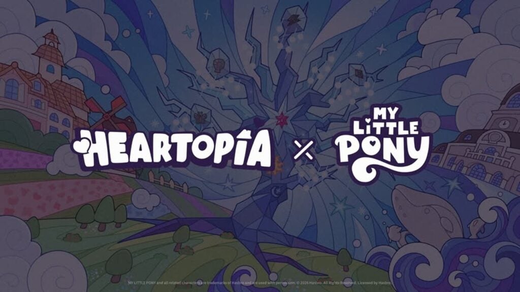 featured image for our news on Heartopia My Little Pony collaboration. It shows the logos of the two franchise.
