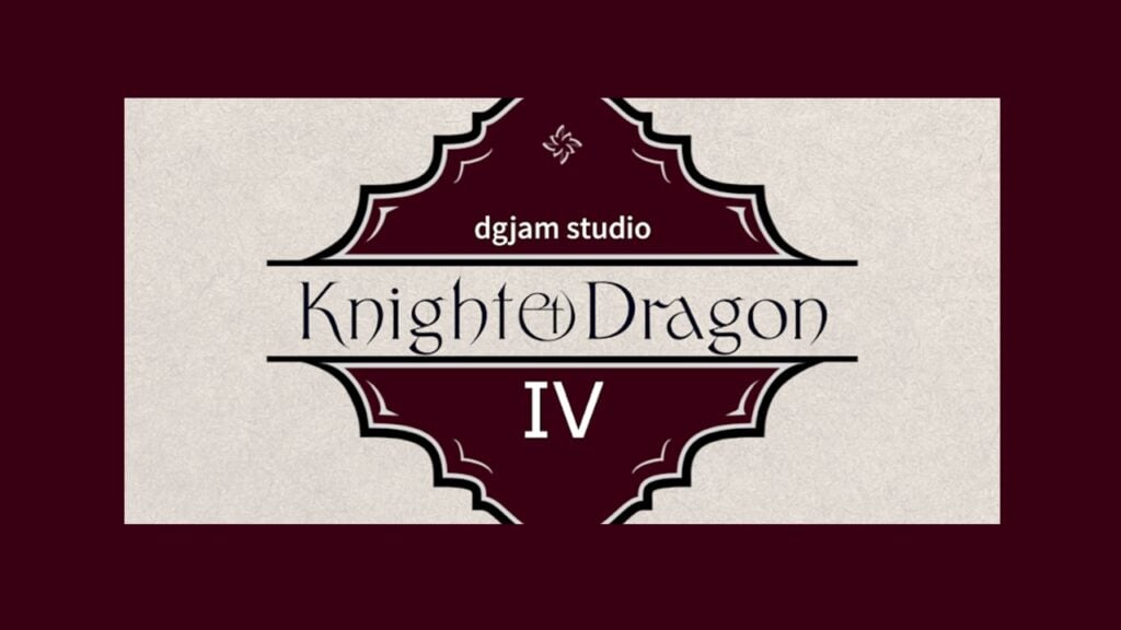 featured image for our news on Knight & Dragon IV. It shows the game's logo in beige and maroon shades.