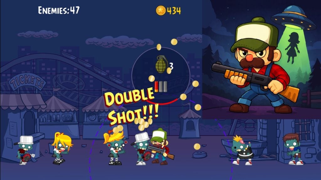 featured image for our news on Shotgun Joe – Love & Monsters. It shows some characters shooting stones at a castle.
