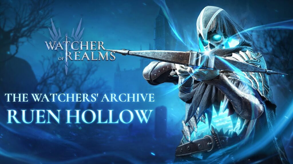 featured image for our news on Watcher of Realms Ruen Hollow. It shows the banner of new hero Ruen Hollow.