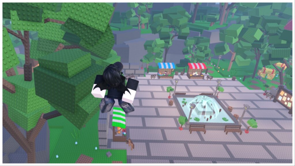 Feature image for our garden horizons admin abuse schedule guide showing the back of a player as they are thrown half-way across the map from stepping on the fountain spout