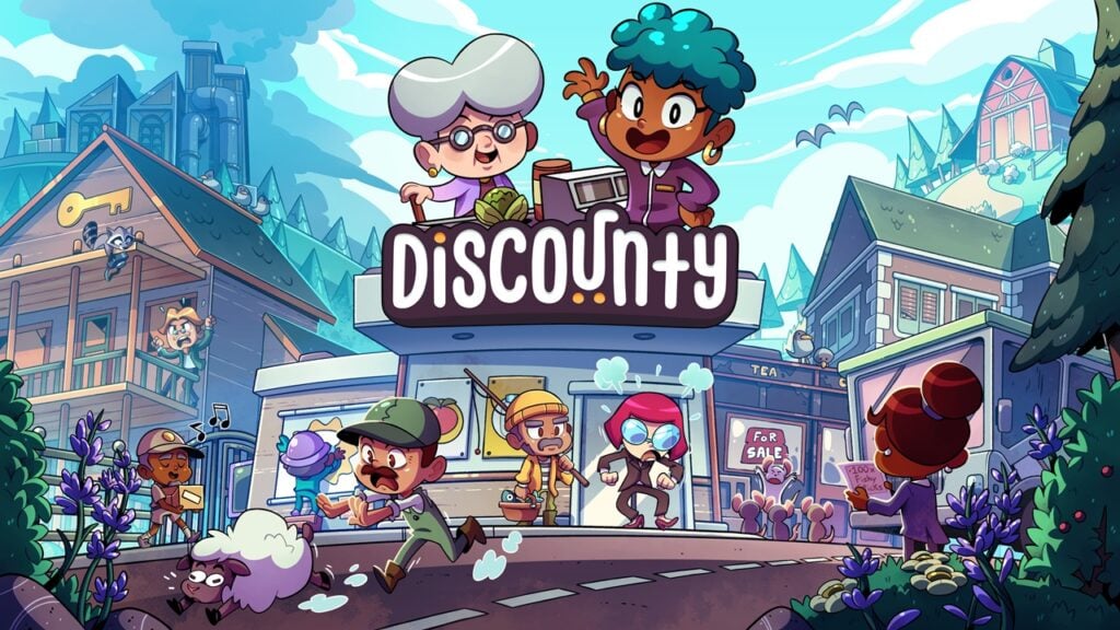 featured image for our news on Discounty: Supermarket Manager pre-registration. It shows a supermarket and some characters from the game.