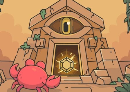 featured image for our news on Grabby Crab. It shows a red crab standing in front of an entrance.