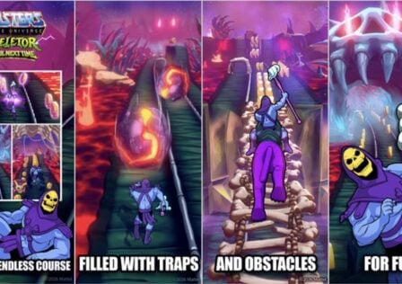 featured image for our news on MOTU Skeletor: Until Next Time. It shows four screenshots from the game.
