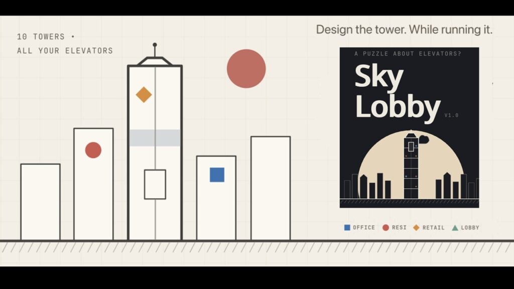 featured image for our news on Sky Lobby. It shows a plain 2D image with different columns which represent towers/buildings.