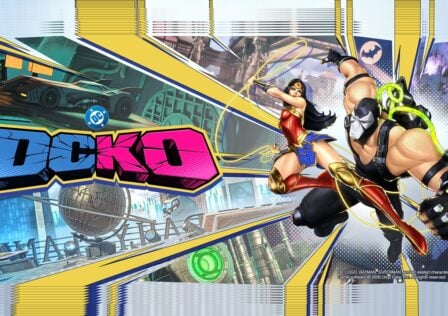 featured image for our news on Mobile brawler DCKO. It shows Wonder Woman punching Bane.